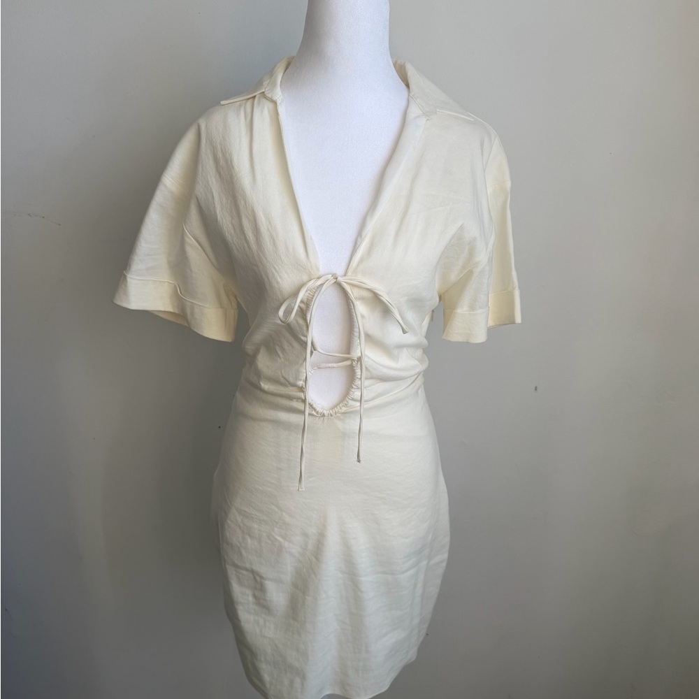 Zara Cream Tie-Front  Dress mini